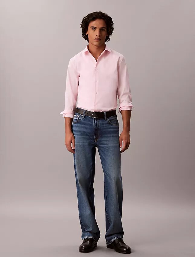 Camisa slim de algodón elástico Supima Camisa slim de algodón elástico Supima