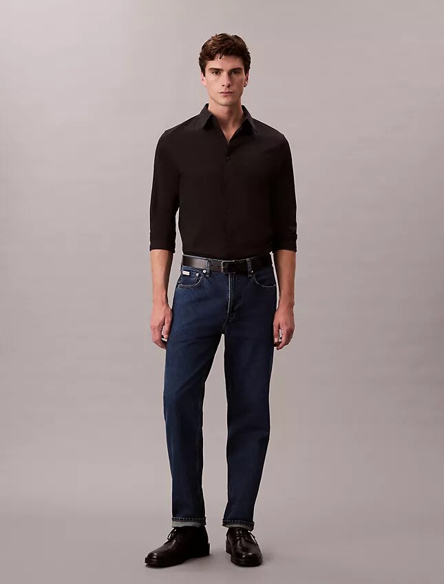 Camisa slim de algodón elástico Supima Camisa slim de algodón elástico Supima