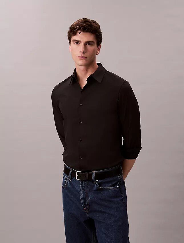 Camisa slim de algodón elástico Supima Camisa slim de algodón elástico Supima