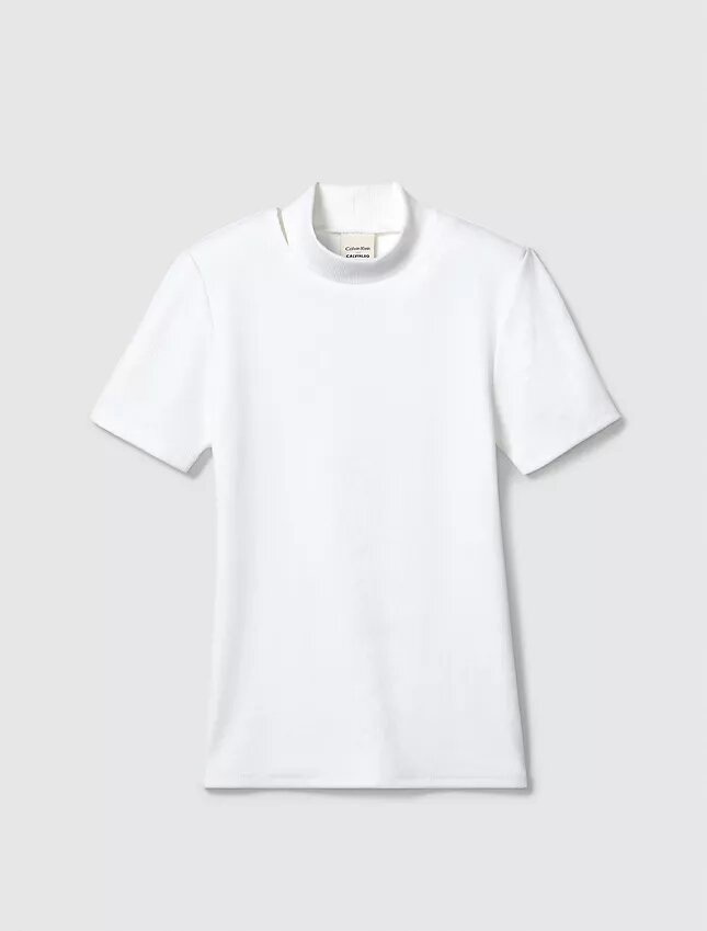 Camiseta ajustada con cuello redondo y aberturas Camiseta ajustada con cuello redondo y aberturas