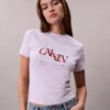 Camiseta ajustada con gráfico de logotipo dividido Camiseta ajustada con gráfico de logotipo dividido