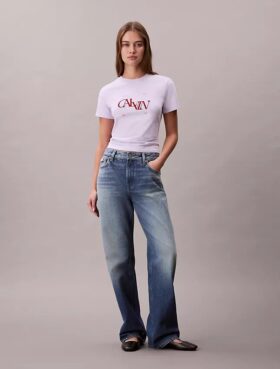 Camiseta ajustada con gráfico de logotipo dividido