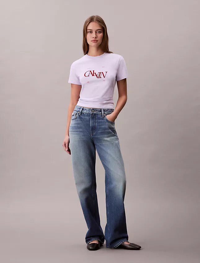Camiseta ajustada con gráfico de logotipo dividido Camiseta ajustada con gráfico de logotipo dividido