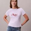 Camiseta ajustada con gráfico de logotipo dividido Camiseta ajustada con gráfico de logotipo dividido