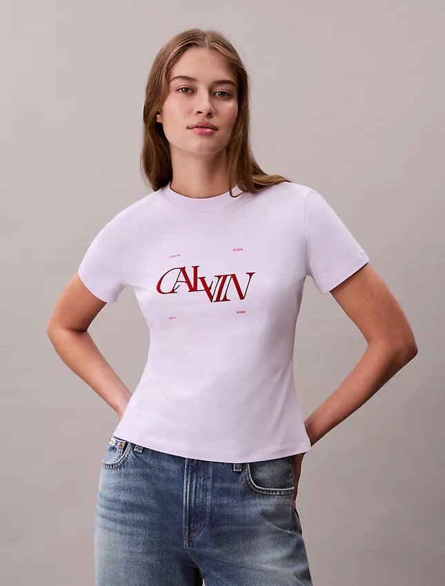 Camiseta ajustada con gráfico de logotipo dividido Camiseta ajustada con gráfico de logotipo dividido