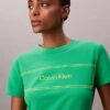 Camiseta ajustada con gráfico del logotipo a rayas Camiseta ajustada con gráfico del logotipo a rayas