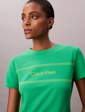 Camiseta ajustada con gráfico del logotipo a rayas