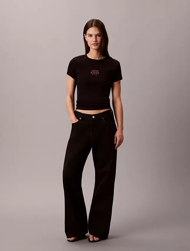 Camiseta ajustada de canalé con gráfico del logotipo Camiseta ajustada de canalé con gráfico del logotipo
