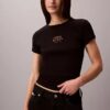 Camiseta ajustada de canalé con gráfico del logotipo Camiseta ajustada de canalé con gráfico del logotipo