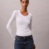 Camiseta ajustada de punto elástico Modal Camiseta ajustada de punto elástico Modal