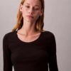 Camiseta ajustada de punto elástico Modal Camiseta ajustada de punto elástico Modal