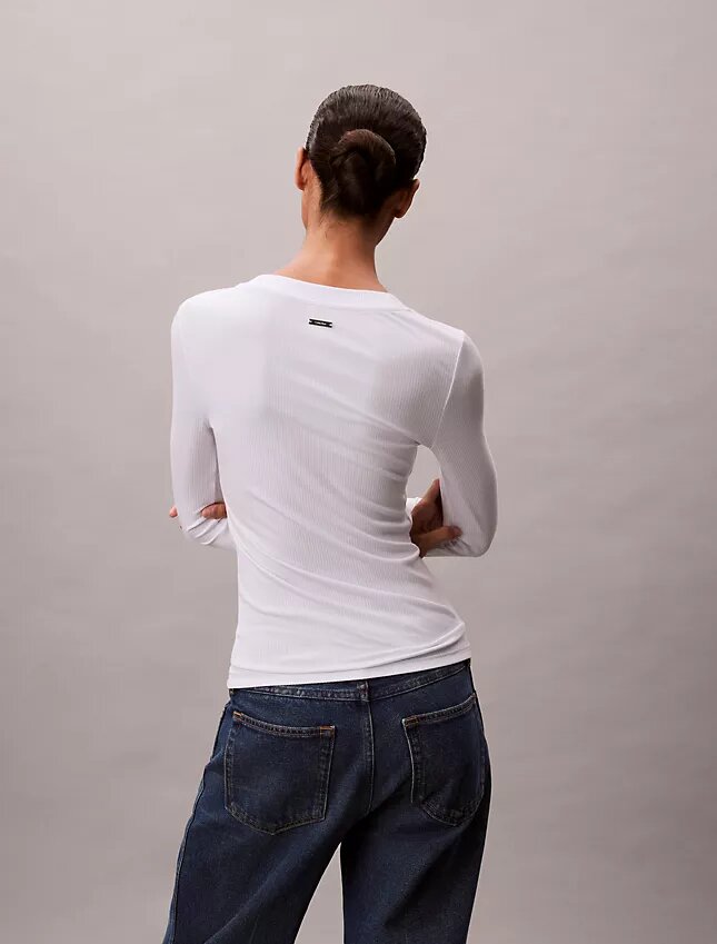 Camiseta ajustada de punto elástico Modal Camiseta ajustada de punto elástico Modal