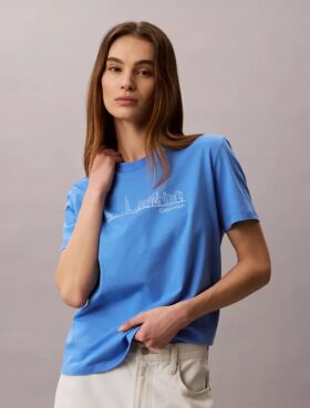 Camiseta clásica con diseño gráfico del paisaje urbano de Nueva York