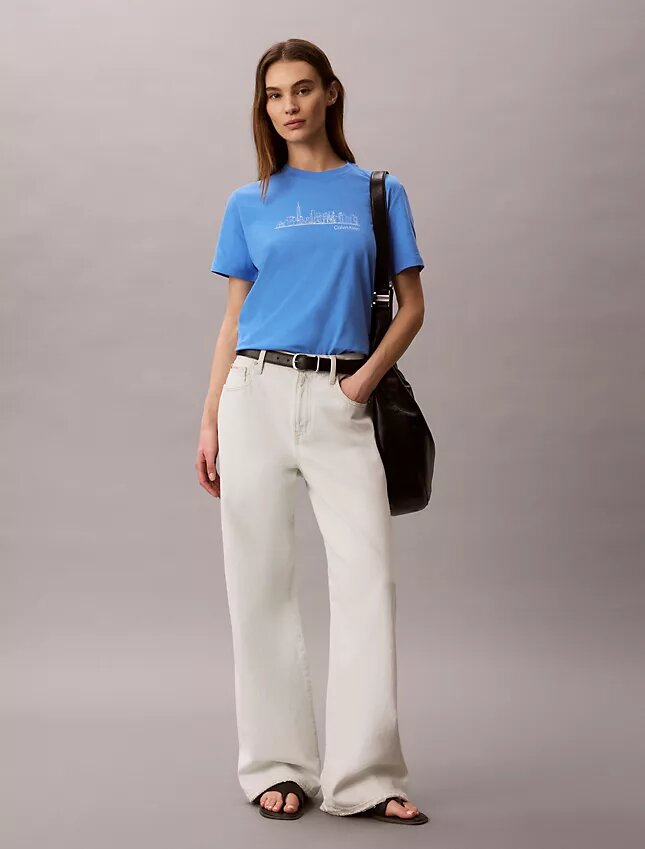 Camiseta clásica con diseño gráfico del paisaje urbano de Nueva York Camiseta clásica con diseño gráfico del paisaje urbano de Nueva York
