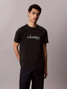 Camiseta clásica con estampado de horizonte urbano