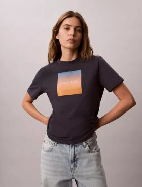 Camiseta clásica con estampado de puesta de sol