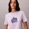 Camiseta clásica con estampado floral difuminado Camiseta clásica con estampado floral difuminado