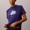 Camiseta clásica con estampado floral difuminado Camiseta clásica con estampado floral difuminado