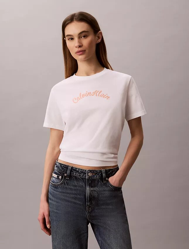 Camiseta clásica con gráfico de logotipo en fieltro Camiseta clásica con gráfico de logotipo en fieltro