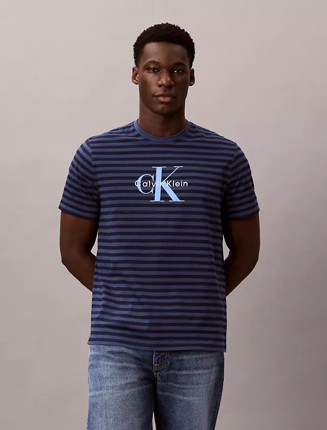 Camiseta clásica con rayas gráficas Monólogo Camiseta clásica con rayas gráficas Monólogo