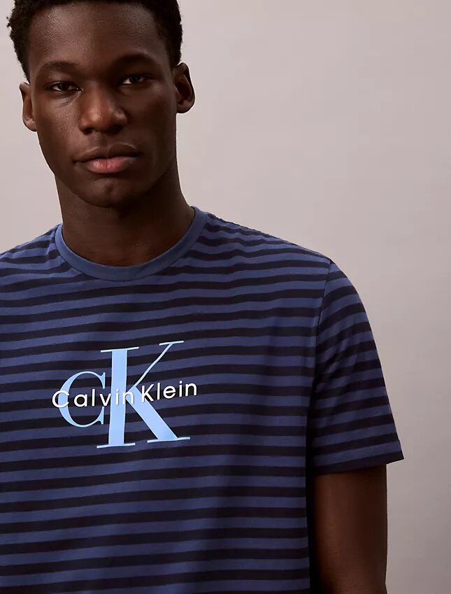 Camiseta clásica con rayas gráficas Monólogo Camiseta clásica con rayas gráficas Monólogo