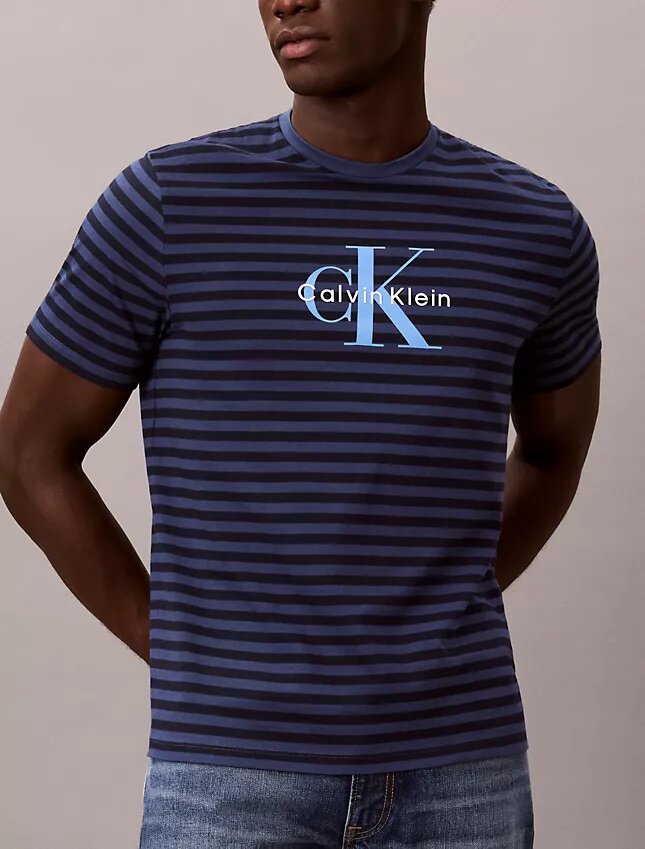 Camiseta clásica con rayas gráficas Monólogo Camiseta clásica con rayas gráficas Monólogo