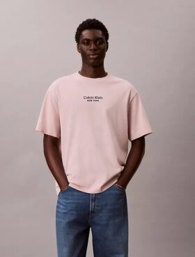 Camiseta clásica de cuello redondo con gráfico del logotipo en color desvaído