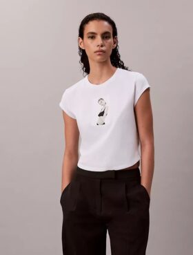 Camiseta corta con estampado de Kate Moss Camiseta corta con estampado de Kate Moss