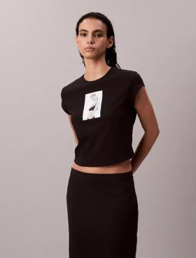 Camiseta corta con estampado de Kate Moss Camiseta corta con estampado de Kate Moss