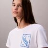 Camiseta corta de corte cuadrado con logotipo en letra cursiva