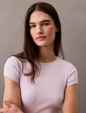 Camiseta corta de Cotton Stretch acanalada