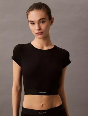 Camiseta corta de Cotton Stretch acanalada
