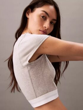 Camiseta corta de Cotton Stretch acanalada