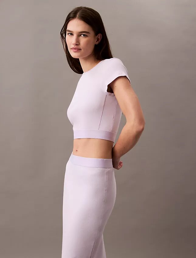 Camiseta corta de Cotton Stretch acanalada Camiseta corta de Cotton Stretch acanalada