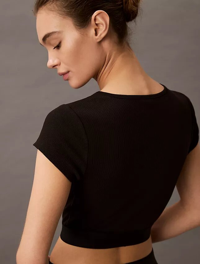 Camiseta corta de Cotton Stretch acanalada Camiseta corta de Cotton Stretch acanalada