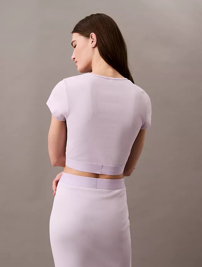 Camiseta corta de Cotton Stretch acanalada Camiseta corta de Cotton Stretch acanalada