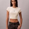 Camiseta de bebé de canalé a rayas con Monogram Camiseta de bebé de canalé a rayas con Monogram