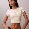 Camiseta de bebé de canalé a rayas con Monogram Camiseta de bebé de canalé a rayas con Monogram