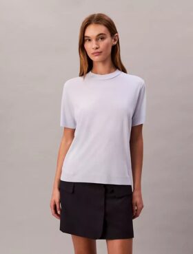 Camiseta de cuello alto de punto fino