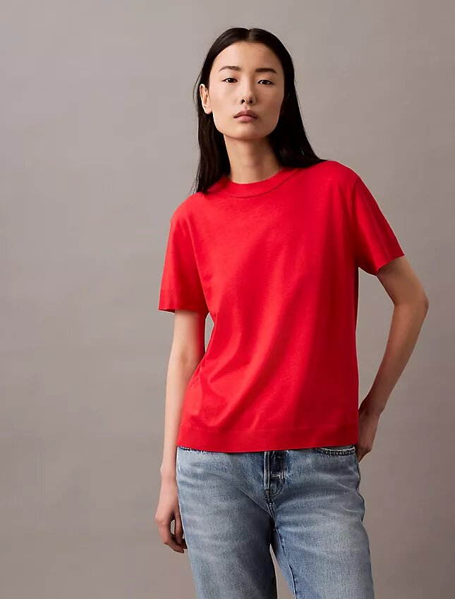 Camiseta de cuello alto de punto fino Camiseta de cuello alto de punto fino