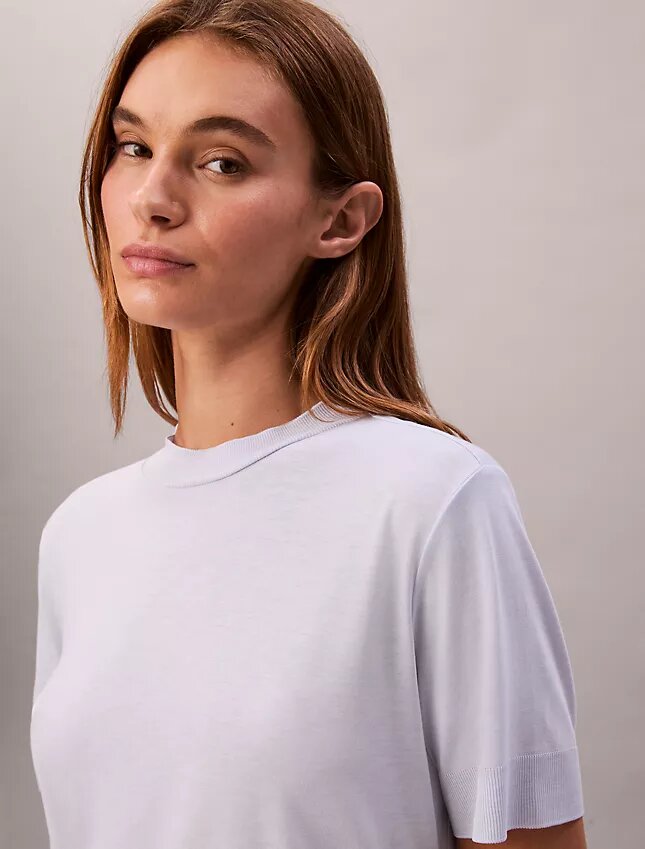 Camiseta de cuello alto de punto fino Camiseta de cuello alto de punto fino