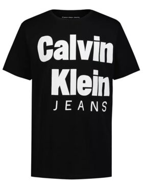 Camiseta de cuello redondo con el logotipo Ckj en relieve para niños