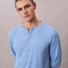 Camiseta de dormir Henley de punto waffle Camiseta de dormir Henley de punto waffle