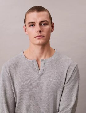 Camiseta de dormir Henley de punto waffle