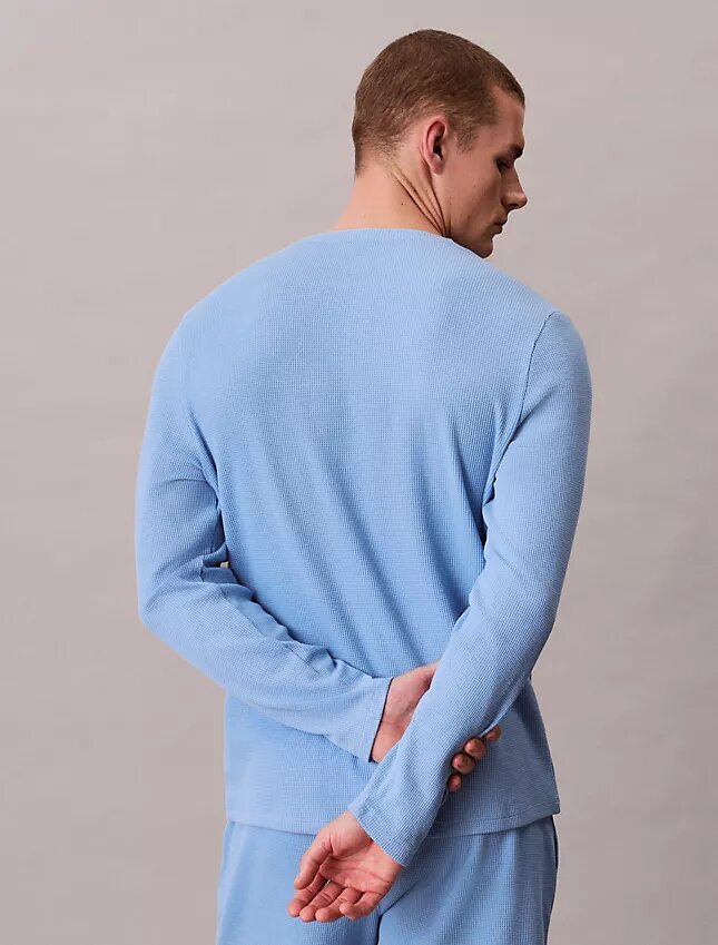 Camiseta de dormir Henley de punto waffle Camiseta de dormir Henley de punto waffle