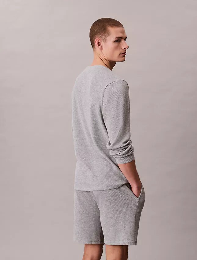 Camiseta de dormir Henley de punto waffle Camiseta de dormir Henley de punto waffle