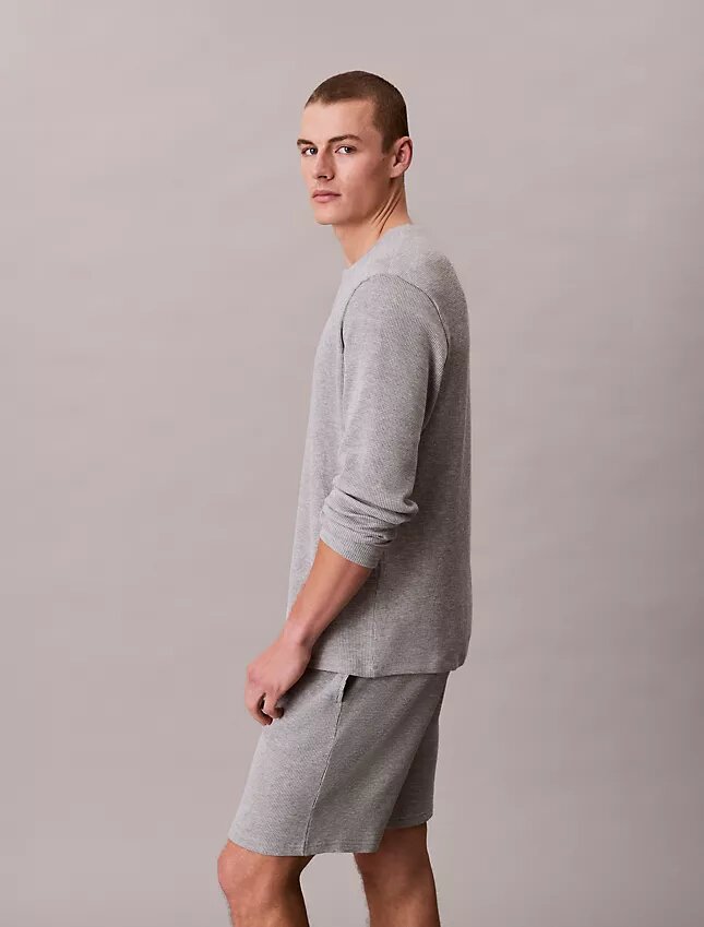 Camiseta de dormir Henley de punto waffle Camiseta de dormir Henley de punto waffle