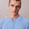 Camiseta de dormir Henley de punto waffle Camiseta de dormir Henley de punto waffle