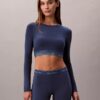Camiseta de manga larga con Bralette, de algodón Modal, ligeramente forrada