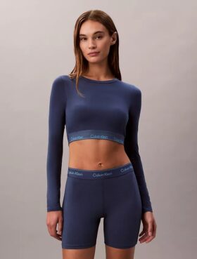 Camiseta de manga larga con Bralette, de algodón Modal, ligeramente forrada